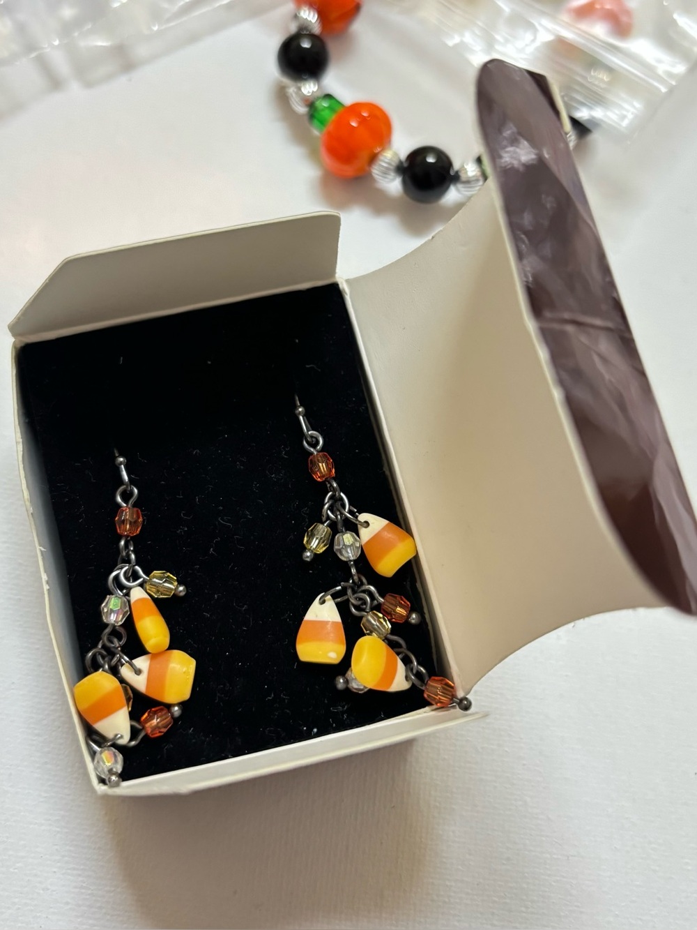 Avon Candy Corn Halloween Dangle Earrings NWT